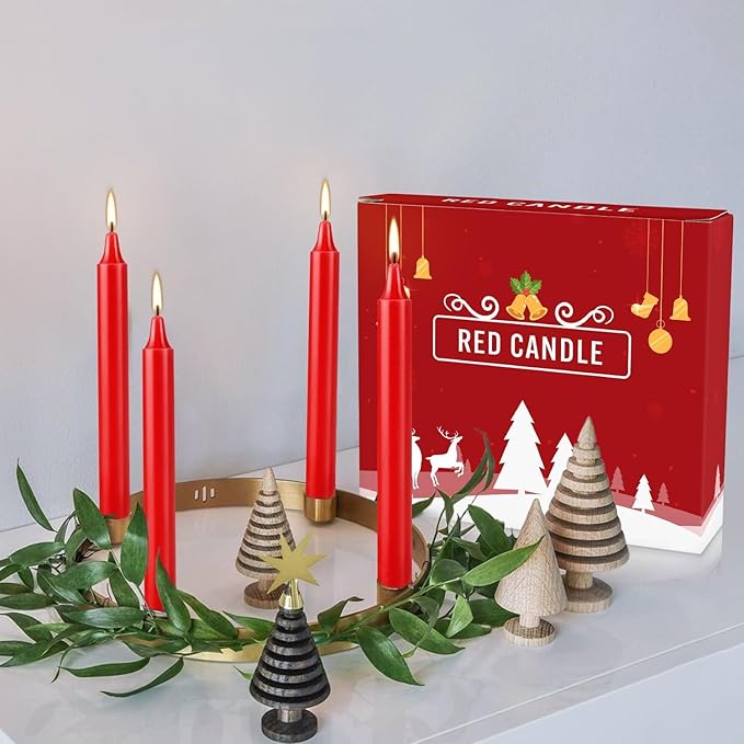 Howemon Red Candles Set of 40, 4" Red Spell & Chime Candles, Unscented Mini Taper Candle for Witchcraft, Wiccan Altar, Magic Tools, Rituals, Prayer, Meditation and Christmas Party Decoration