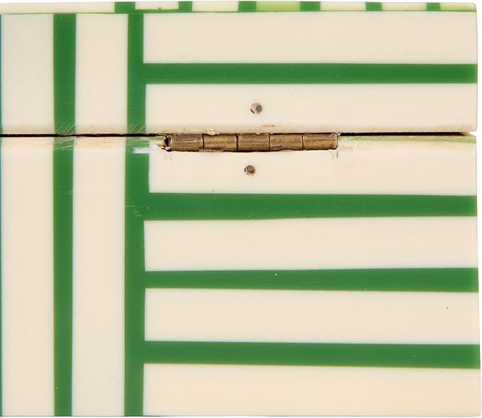 Bloomingville Green & White Striped Resin Storage Box