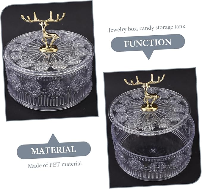 Cabilock Embossed Transparent Jewelry Storage Box with Lid Multi Functional Bracelet Organizer and Makeup Container Portable Lightweight Candy Dish for Vanity and Bathroom Countertop