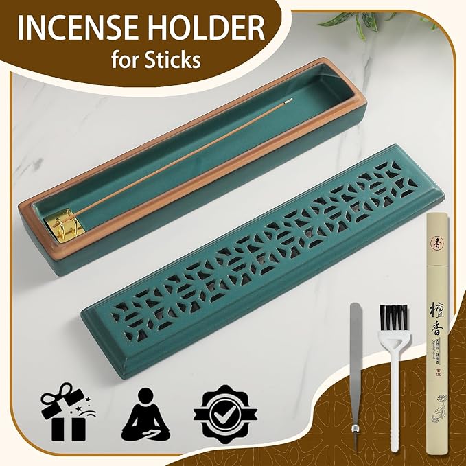 CEREMONY Incense Holder for Sticks，Ceramic Insence-Stick Holder Ash Catcher，Incense Holder Timkburner for Meditation Yoga Spa Room Decor