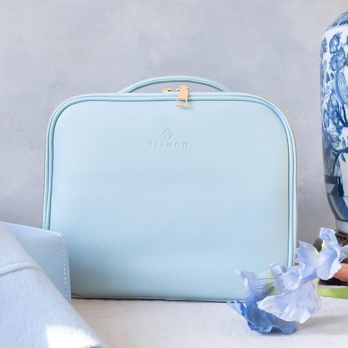Vlando Make up Bag for Travel and Small Jewelry Case for Girl Gift,Earrings Necklace Ring Box