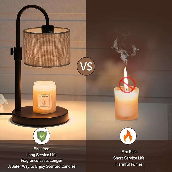 FINCMY Candle Warmer Lamp with Timer, Dimmable Candle Wax Warmer Candle Lamp with 2 Bulbs, Mothers Day Gifts Birthday Gifts for Women Bedroom Home Decor (Gray-Upgraded)