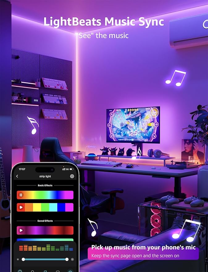 Lepro SE1 AI Smart LED Strip Lights - 49.2ft RGB Color Changing Light Strips with APP Control, AI Generated Lighting, Music Sync, 2.4GHz Wi-Fi & Bluetooth LED Lights for Home Decor (No Remote)