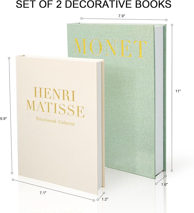 Decorative Books for Home Decor - Stackable Fake Books Storage Box for Coffee Table - Set of 2 Linen Faux Books Double as Libros Decorativos and Photo Storage, Sage