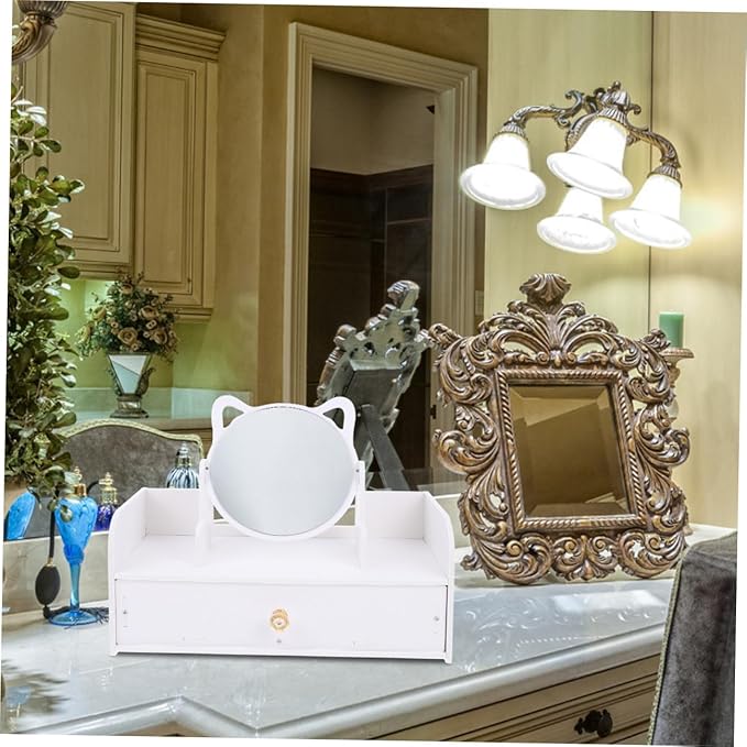 Cosmetic Organizer Countertop Makeup Storage Organizer Elegant Makeup Mirror