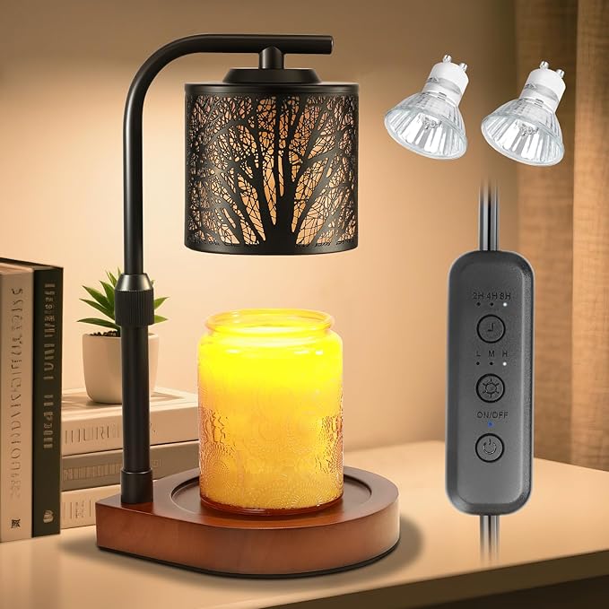 Candle Warmer Lamp with Timer & Dimmer- Electric Wax Melt Warmer with Adjustable Height for Scented Candles, Home Décor Fragrance and House Warming Birthday Gifts for Women Mom