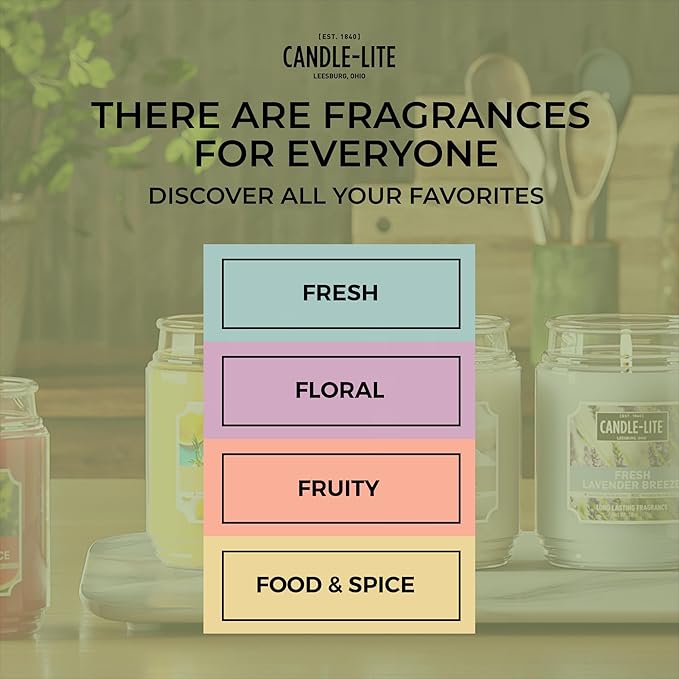 Candle-lite Scented Candles, Tropical Fruit Medley, 18 oz Jar, Proudly Poured in the USA, Aromatherapy Candle, Single-Wick with 110 Hours of Burn Time, Perfect for Creating a Refreshing Ambiance