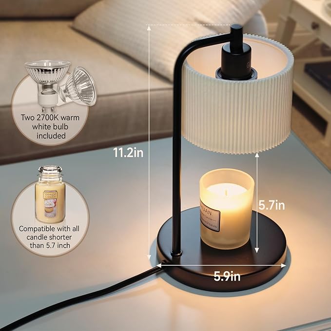 NITOWOLF Candle Warmer Lamp with Timer, Dimmable Wax Warmer Lamp Candle Lamp for Scented Candles with Bulbs, Mothers Day Gifts for Mom, Birthday Gifts for Women(Black)