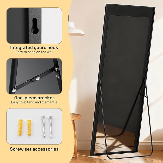 Simple Deluxe Full Length Mirror, 71"x26"Large Floor Mirrors, for Wall Door Bedroom Bathroom Living Room (Black)