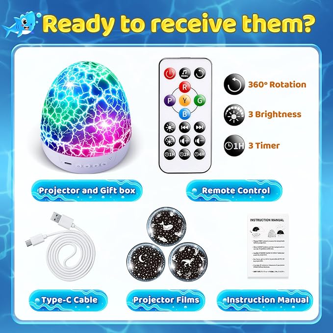 Staryou Sensory Lights Baby Sound Machine Night Light Projector Sensory Toys for Kids with Autism Toys for Boys 3-10 | 15 White Noise 3D Films 31Colors Night Light for Kids, Fidget Toys for Kids