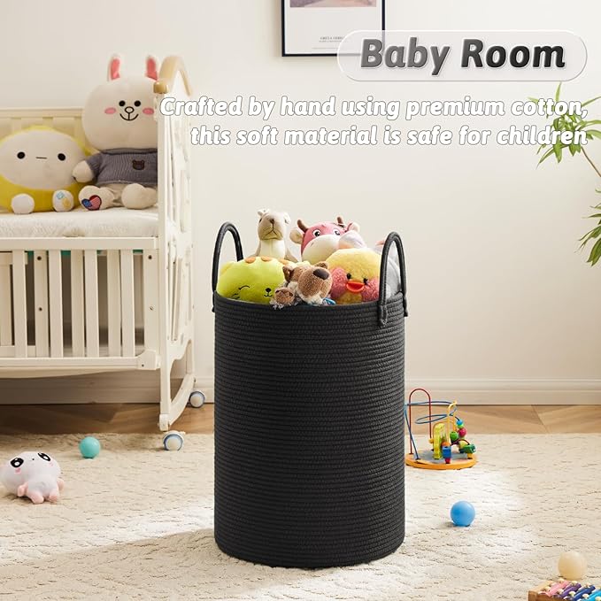 Artfeel Laundry Basket,Woven Cotton Rope Laundry Hamper,80L for Decorative Storage of Dirty Clothes,Toys and Blankets in Bathroom,Baby Room and Living Room