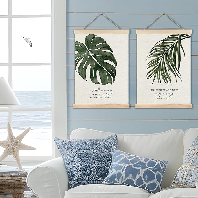 RYYCDOI Tropical Palm Tree Beach Poster, Palm Tree Wall Art, Coastal Tropical Wall Decor, Beachy Wall Decor for Home Bedroom Living Room, 12x16 Inches Set of 2