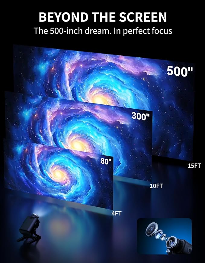 60-in-1 Galaxy Projector, HD Home Planetarium Projector with Built-in Non-Fading Scenes, 3D Star Light Projector for Bedroom, Twinkling Star & Meteor, Bluetooth Speaker & White Noise, Birthday Gifts