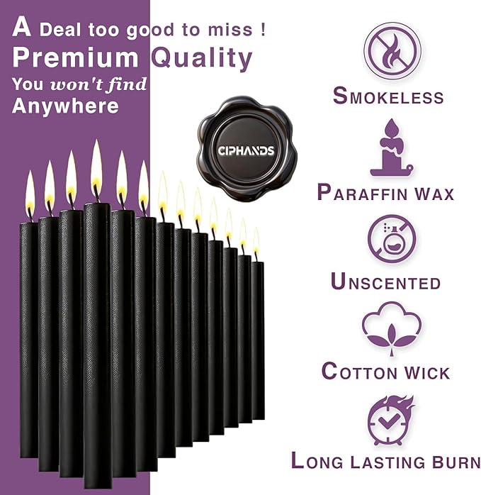 Howemon Spell Chime Candles 40 pcs Black Candles, 4" Tall Unscented Mini Taper Candle for Witchcraft, Wiccan Altar, Magic Tools, Rituals, Prayer, Meditation and Party Decoration