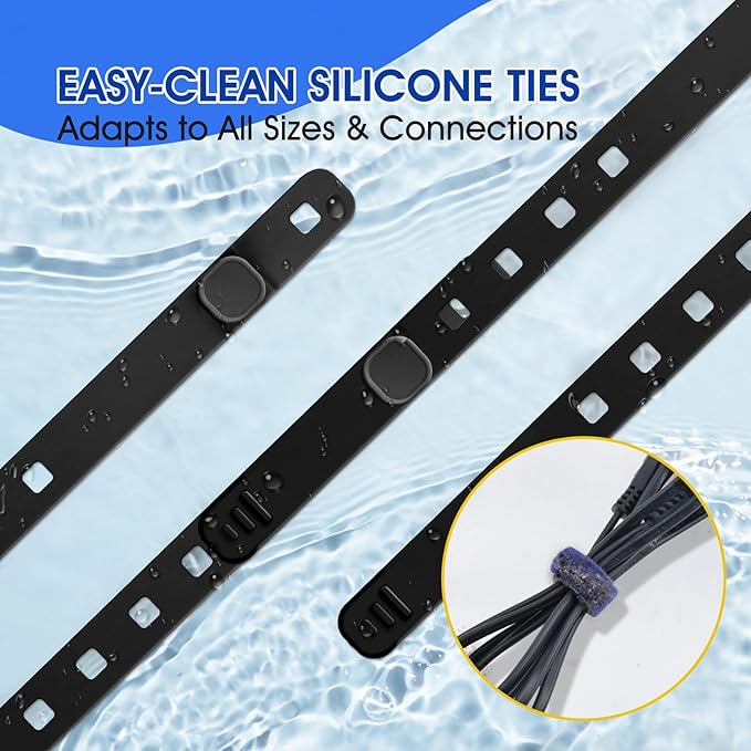 AROIC 60Pcs Silicone Cable Ties, 5-Colors Reusable Cord Organizer for Phone Charger & Data Cables - Home Office Travel Essentials, Under Desk Cable Management, Wire Holder for Computer, Kitchen