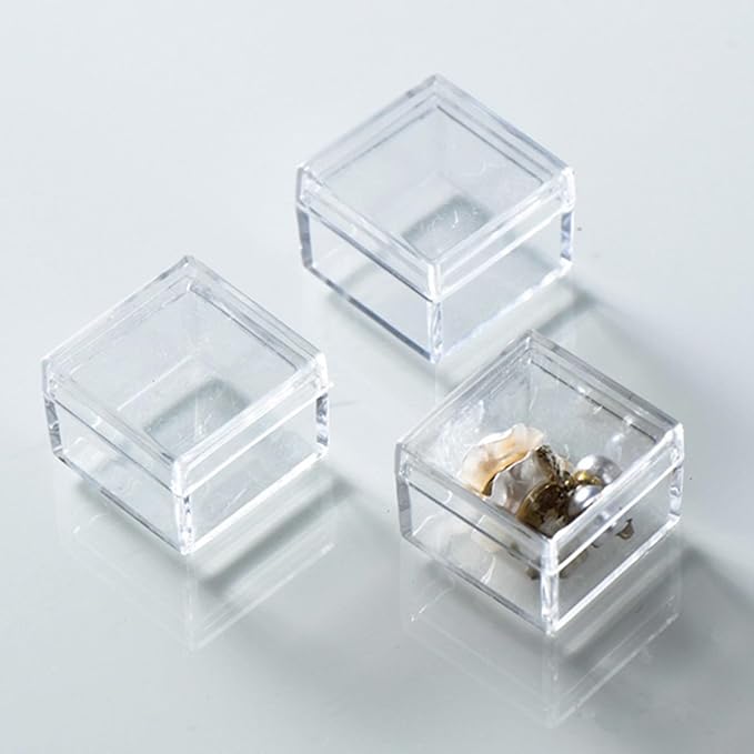 KissYou Small Acrylic Box Clear Candy Boxes with Lids Plastic Square Cube Jewelry Storage Contanier Wedding Graduation Party Favor Decorative Boxes