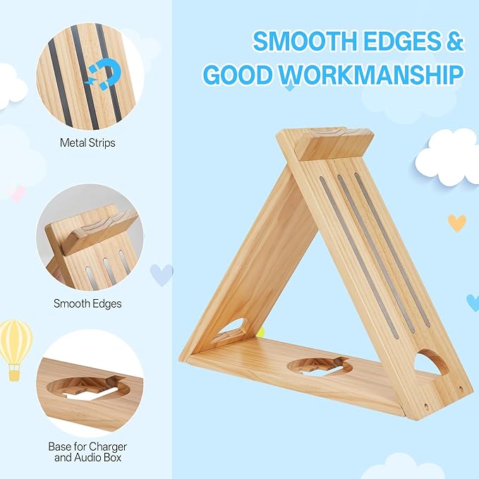 for Toniesbox Shelf,Triangle Tonie Shelf Magnetic Compatible with Toniesbox 1 and 2,Solid Oak Wooden Wall Mounted Tonie Storage Display Shelf for 40-80 Characters for Kids Play Room