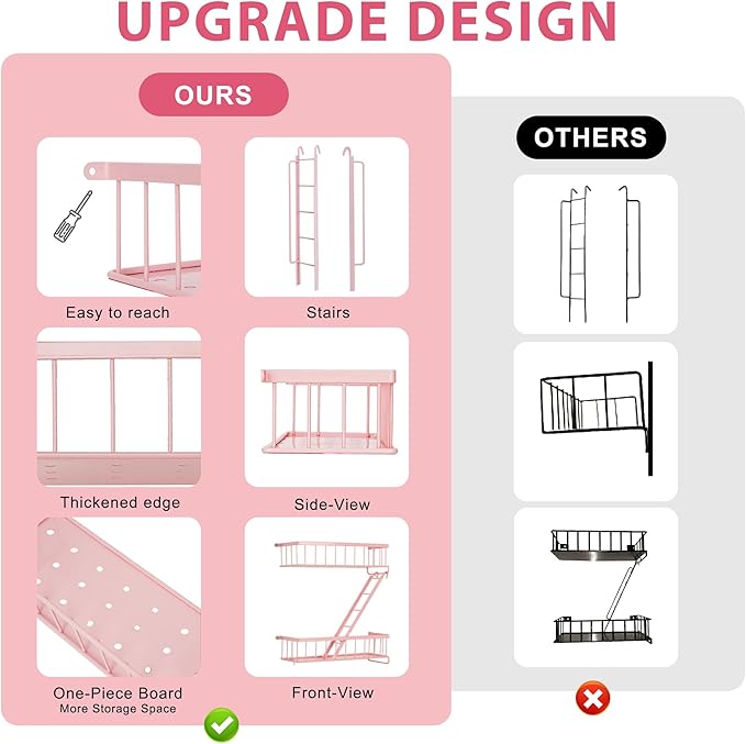 SweetSage Fire Escape Shelf - Pink Wall Decor Floating Shelves, Cute Metal Ladder Shelving for Bedroom, Home Decor Display (3-Tier)