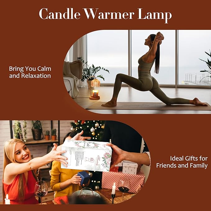 Dimmable Flower Candle Warmer Lamp with Timer - Fits All Jar Scented Candles - Unique Birthday & Mother's Day Gift for Women