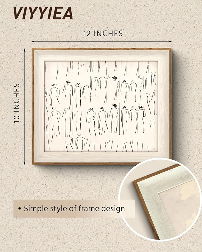 VIYYIEA Framed Wall Art for Living Room, Sketch Canvas Prints, Minimalist Home Decor, Abstract Painting Picture, Bathroom Wall Decor Gifts for Friends or Family - 12L x 10W