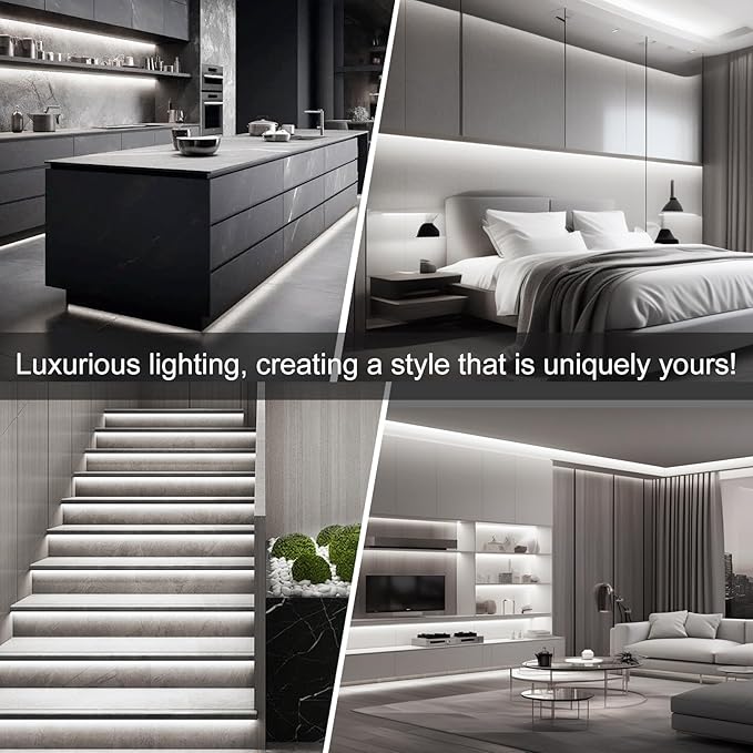 ZSLAIFU COB LED Strip Lights, 16.4ft LED Lights for Bedroom, Dimmable Strip Lights, White LED Lights Strip, High Bright Lights for TV, Cabinet, Kitchen, DIY Lighting