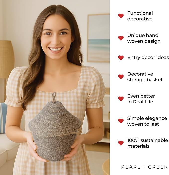 Olea Mushroom Container – Handmade 12" Woven Jute Decorative Storage Basket – Rustic Storage for Entryway, Bathroom, Kitchen, or Boho Cottagecore Decor - Forest Green