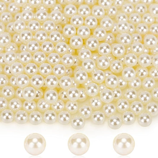 6mm/0.24Inch Beads for Makeup Organizer Filling in Vanity, Suream Polished ABS Undrilled Pearls for Vase Fillers, Round Pearl Beads for Birthday Party, Christmas, Bathroom, Home Decor (2400pcs Ivory)