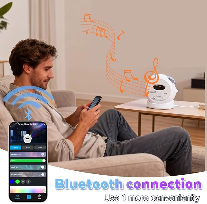 Aurora Starlight Sky Projector Night Light Features Bluetooth Music Playback & 5 Galaxy Projection Modes — Bedroom Nebula Ceiling LED Light Children Room Decor Holiday and Birthday Gift,Timer & APP