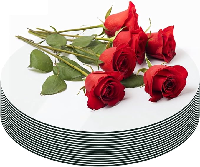 15 Pack Round Mirror Centerpieces for Tables Decorations, 8inch Acrylic Mirror Plate Circle Mirror Trays Wedding Centerpieces, Self Adhesive Non Glass Stickers for Home or Wall Decor Candle Crafts