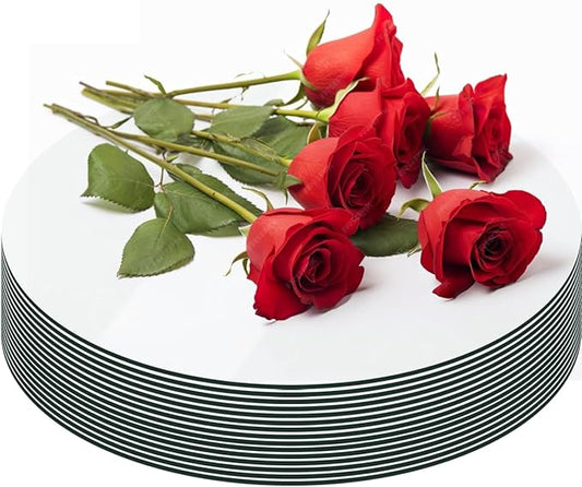 15 Pack Round Mirror Centerpieces for Tables Decorations, 8inch Acrylic Mirror Plate Circle Mirror Trays Wedding Centerpieces, Self Adhesive Non Glass Stickers for Home or Wall Decor Candle Crafts