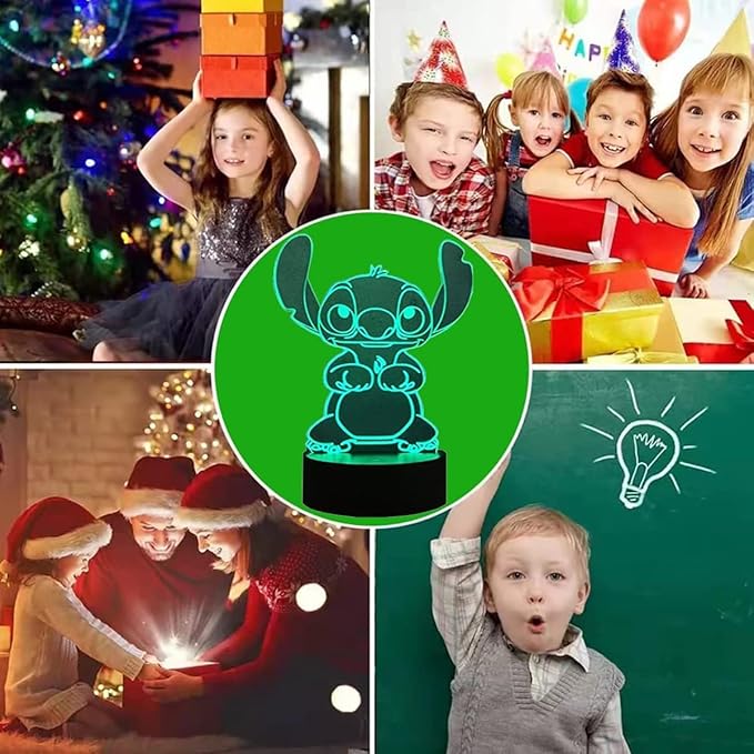 LOUHH 3D Illusion Night Light, 16 Color Night Light - 3D LED Intelligent Remote Control Lamp for Children's Room Decoration and Children's Gifts