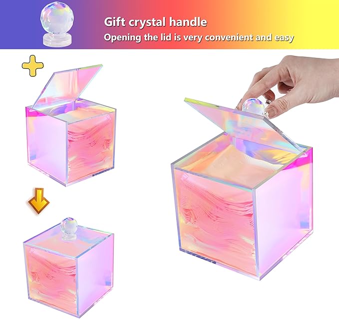 KissYou Acrylic Box with Lid Clear Display Case Gift wrap Boxes Prism Box Transparent Square Cube Storage Organizer Containers for Wedding,Birthday