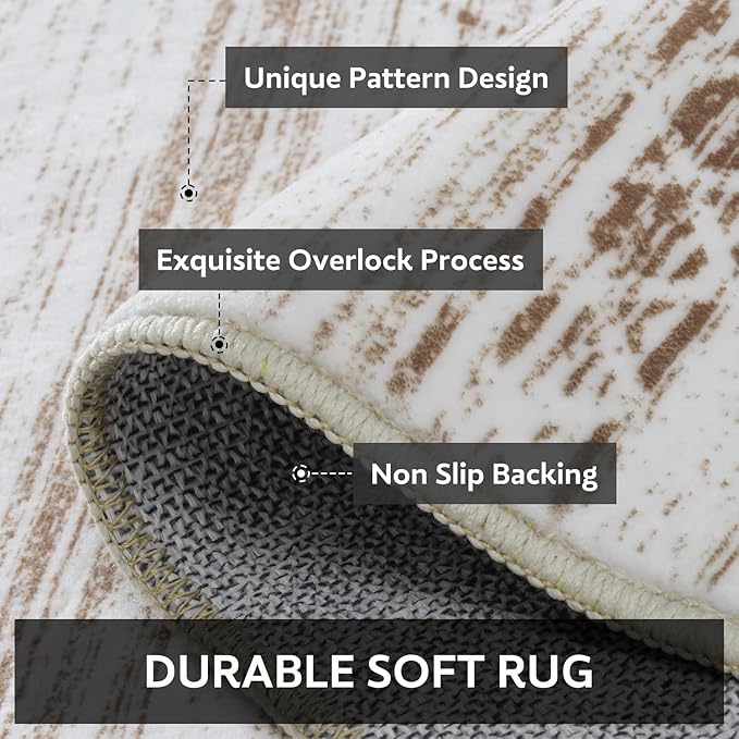 9x12 Area Rugs for Living Room Machine Washable Rug Distressed Indoor Carpet Neutral Moroccan Boho Rug Ultra Soft Area Rug for Bedroom Dining Room Playroom Office