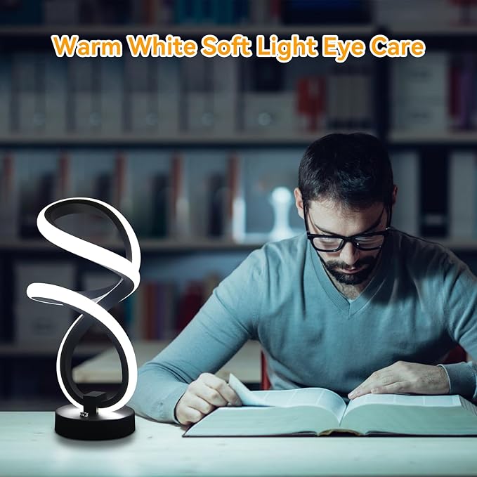 AVANLO Modern Table Lamps,Dimmable Spiral Lamp RGB Touch LED Bedside Lamp for Bedroom,Cool Desk Lamps Nightstand Home Decor Christams Lamp Gifts