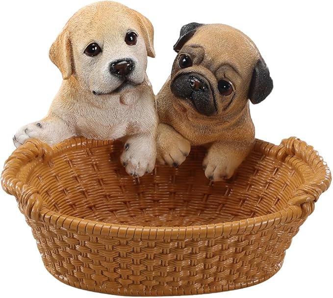 Dog Resin Storage Basket, Desktop Organizer for Remote & Keys, Cute Home Decor Tray, Ideal present for Pet Lovers.(Labrador & Pug )