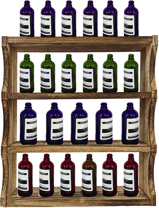 Wood Shot Glass Display Case Shot Glasses Holder for wall shot glass display Bar Collection Stand Collection Display Rack (Carbon)