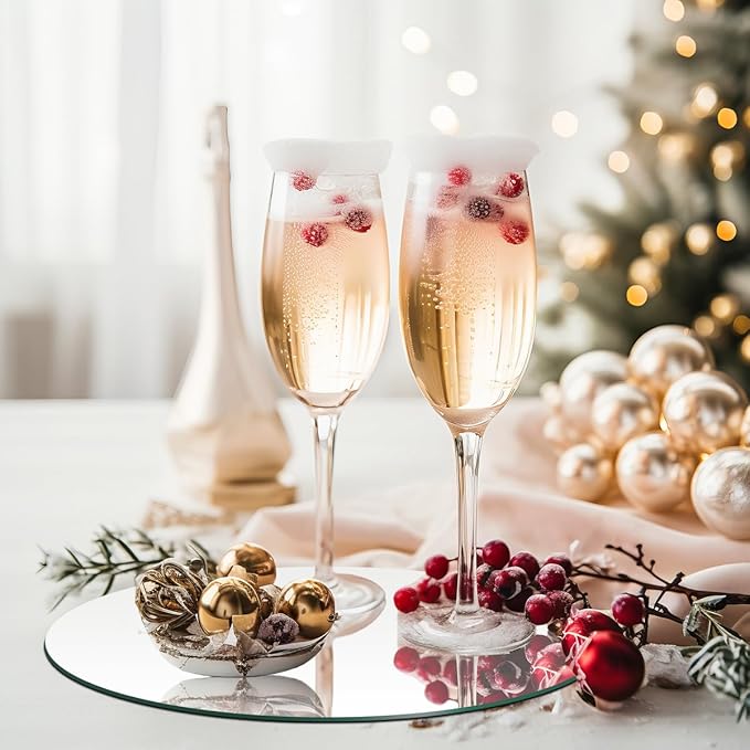 19 Pcs Mirror Centerpieces for Tables, Acrylic Round Small Mirror Tiles Flat Candle Plate Mirrored Tray for Wedding Table Centerpiece Christmas Birthday Party Decor, Crafts (8inch/20cm)