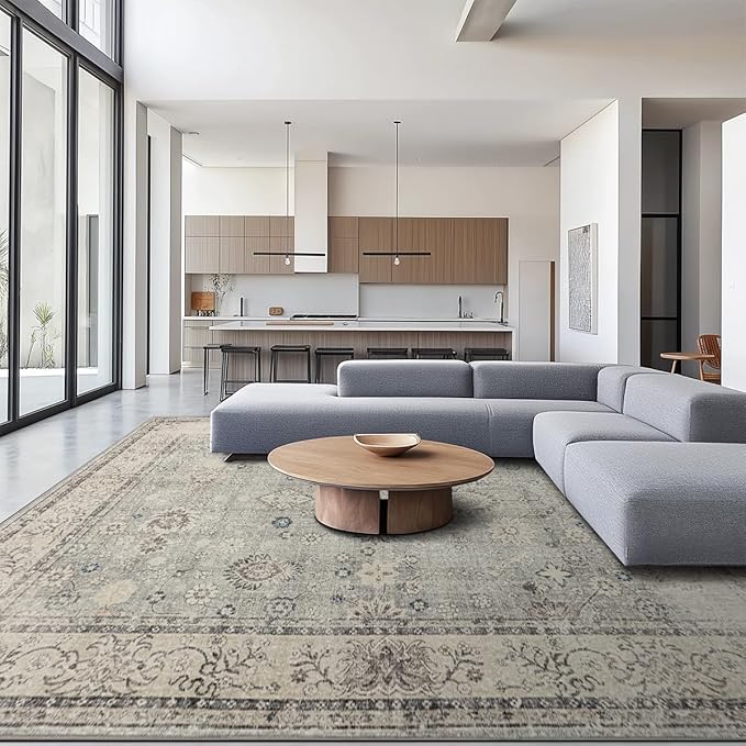 Ruaruarug Area Rug Non Slip Machine Washable Ultra Soft Living Room/Bedroom/Kitchen/Outdoor/Classroom Gray, 8'×10'