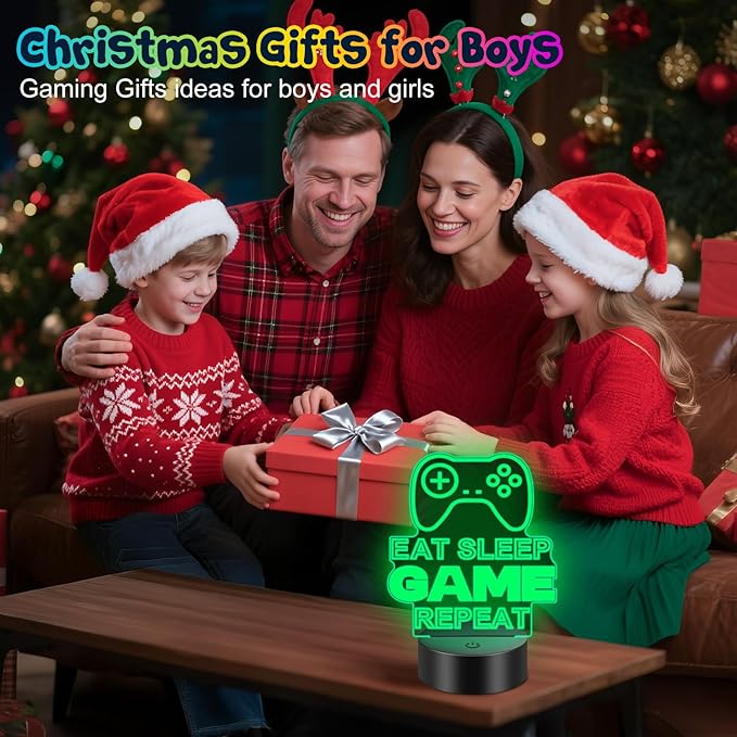 Linkax Gaming Gifts Stocking Stuffers for Teens Boys Girls, 3D Illusion Lamp Night Light Room Decor 16 Colors Change, Birthday Gifts for 6 7 8 9 10 11 12 Year Old Boy