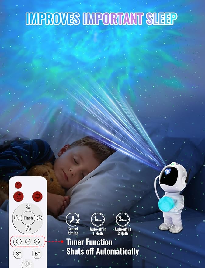 3 in 1 Star Projector with 8 Color Moon Lamp, Astronaut Galaxy Projector, Remote & Timer, 33 Light Effects LED Nebula Night Light for Kids Room Decor, Gift for Teen Boys Girls Birthday