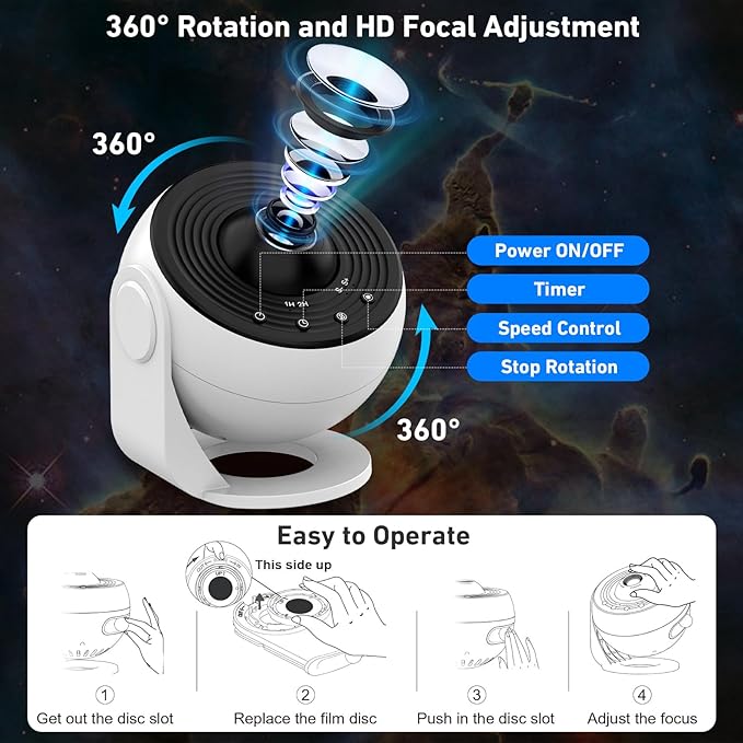 Galaxy Projector Pro, 13 in 1 Home Planetarium Galaxy Projector for Bedroom, Star Projector Galaxy Light with Timer, Adjustable Focus Night Light Projector