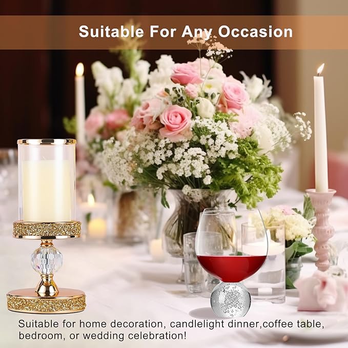 Hurricane Candle Holders for Pillar Candle, Pillar Candle Holder, Crystal Candlesticks Holder for Dining Coffee Table, Wedding,Events,Parties, Home Decor YL031SD