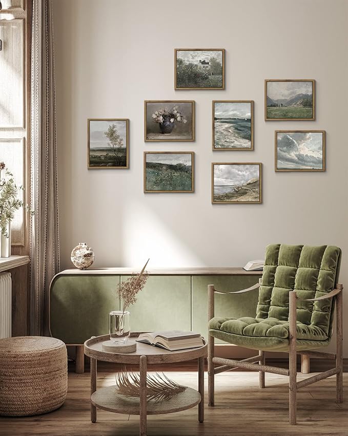 InSimSea Framed Canvas Prints Art Vintage Decor, Home Farmhouse Decor View of the Country Paintings for Wall Decorations, Rustic Bedroom Bathroom Wall Art, 8"x10"