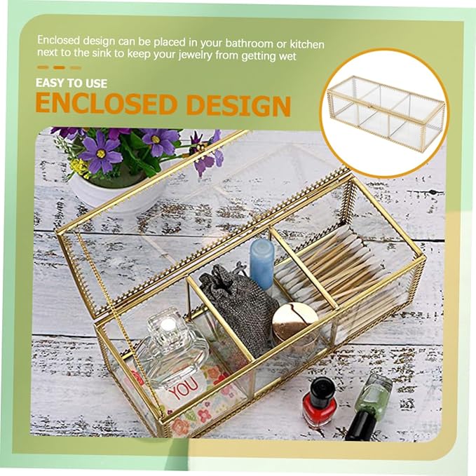 PartyKindom Jewelry Storage Box Compartment Design Elegant Organizer for Makeup and Accessories Decorative Case for Home Office Use Stylish Vanity Display