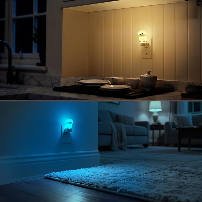DORESshop LED Night Light for Kids, 3D Cute Puppy Night Lights Plug into Wall with Dusk to Dawn Sensor, RGB+Soft White 3000K Dog Night Light, Birthday Gift Nightlight for Kids, Room Decor