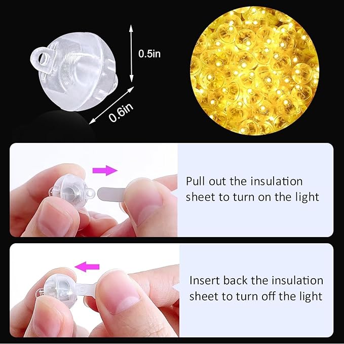 100Pcs Balloon Lights with Clear Hanging Line, Balloons Light for Party Decorations,Paper Lantern,Easter Eggs,Birthday Party,Halloween Christmas Decoration(Glow steadily Warm White)
