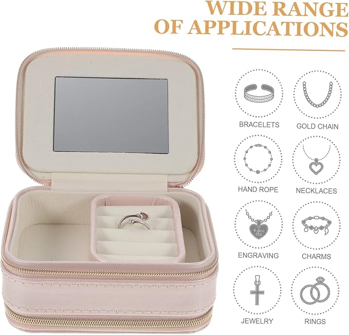 Box Necklace Jewelry Box Ring Jewelry Box Ring Organizer Box Travel Jewelry Organizer Earring Box Organizer Makeup Train Bag Travel Jewelry Case Portable Small Jewelry Organizer Pu ( Color : Pink , Si