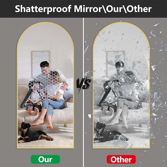 Large Full Length Mirror, 30"x71" Arched Floor Mirror Full Length with Stand, Room Decor Big Full Body Mirror with HD Tempered Glass Aluminum Frame for Bedroom Living Room,Gold