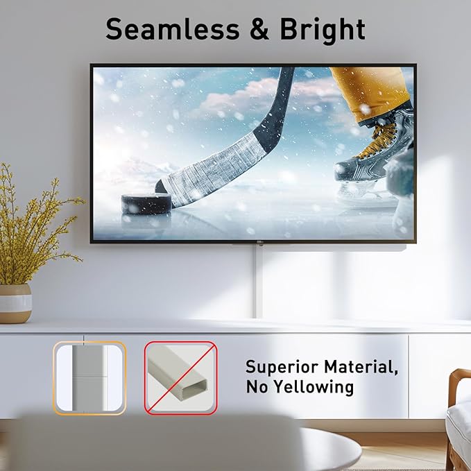 Delamu Grey Cord Hider, 56.7in Grey Cord Covers for Wires on Wall, Cable Hider Wire Covers for 2-3 Cords, Wire Hiders for TV on Wall, Easier Setup Cable Cover to Hide TV Wires, 4X L14.2 W0.94 H0.47in