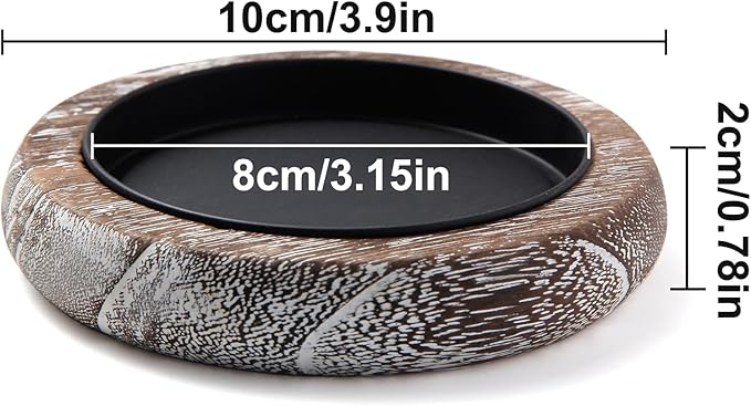 Hatway Wood Candle Holder Farmhouse Decor Wooden Pillar Candles Tray for Table Centerpiece Small Decorative Tray Riser Round Wooden Plate Pedestal Stand for Coffee Table for Christmas Decor-Bai-4